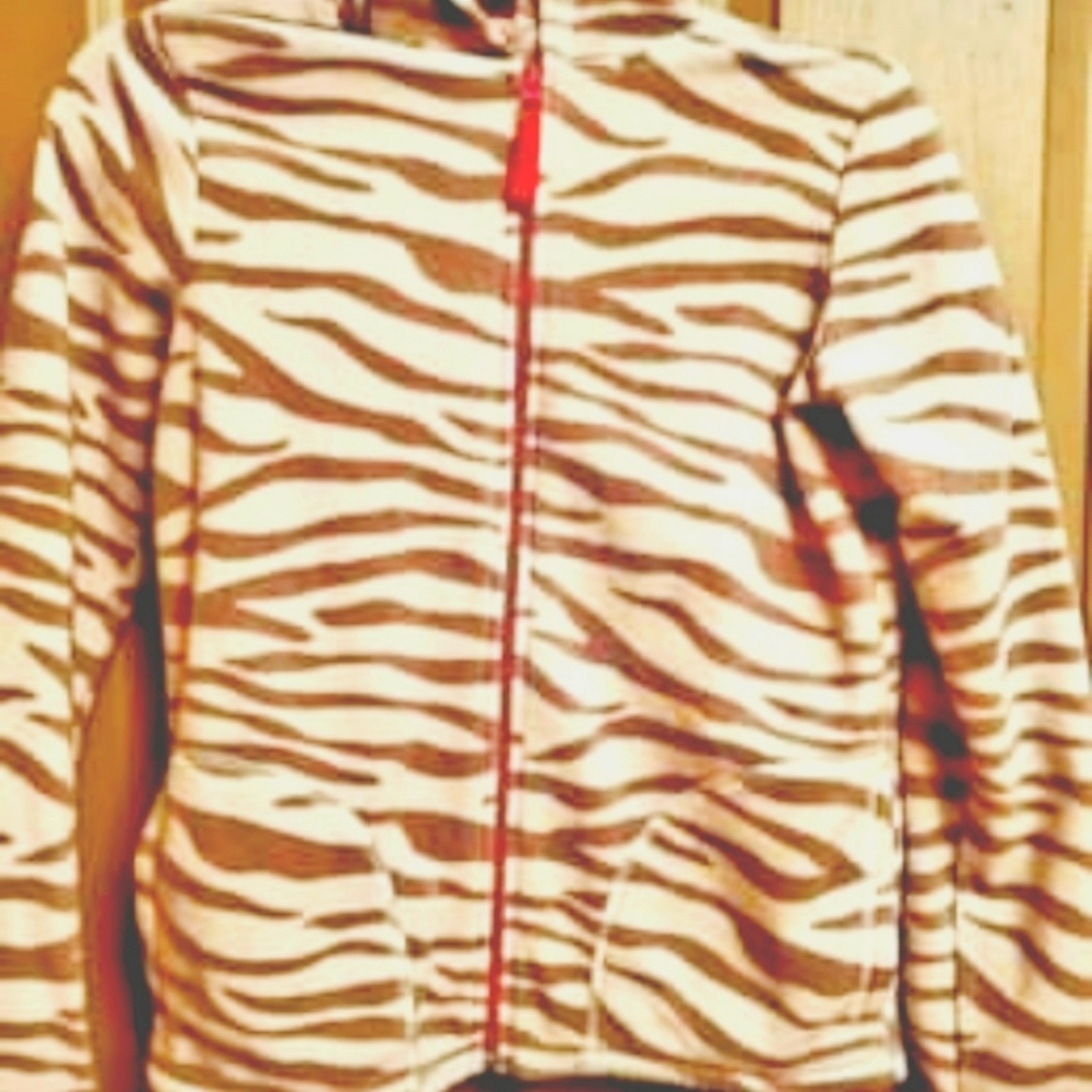 Crazy 8 Fleece Zebra Hooded Jacket Teen sz 14